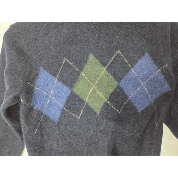 Uniqlo Kids Argyle Wool Blend Sweater Navy Blue Green Blue Size XL - Picture 3 of 6